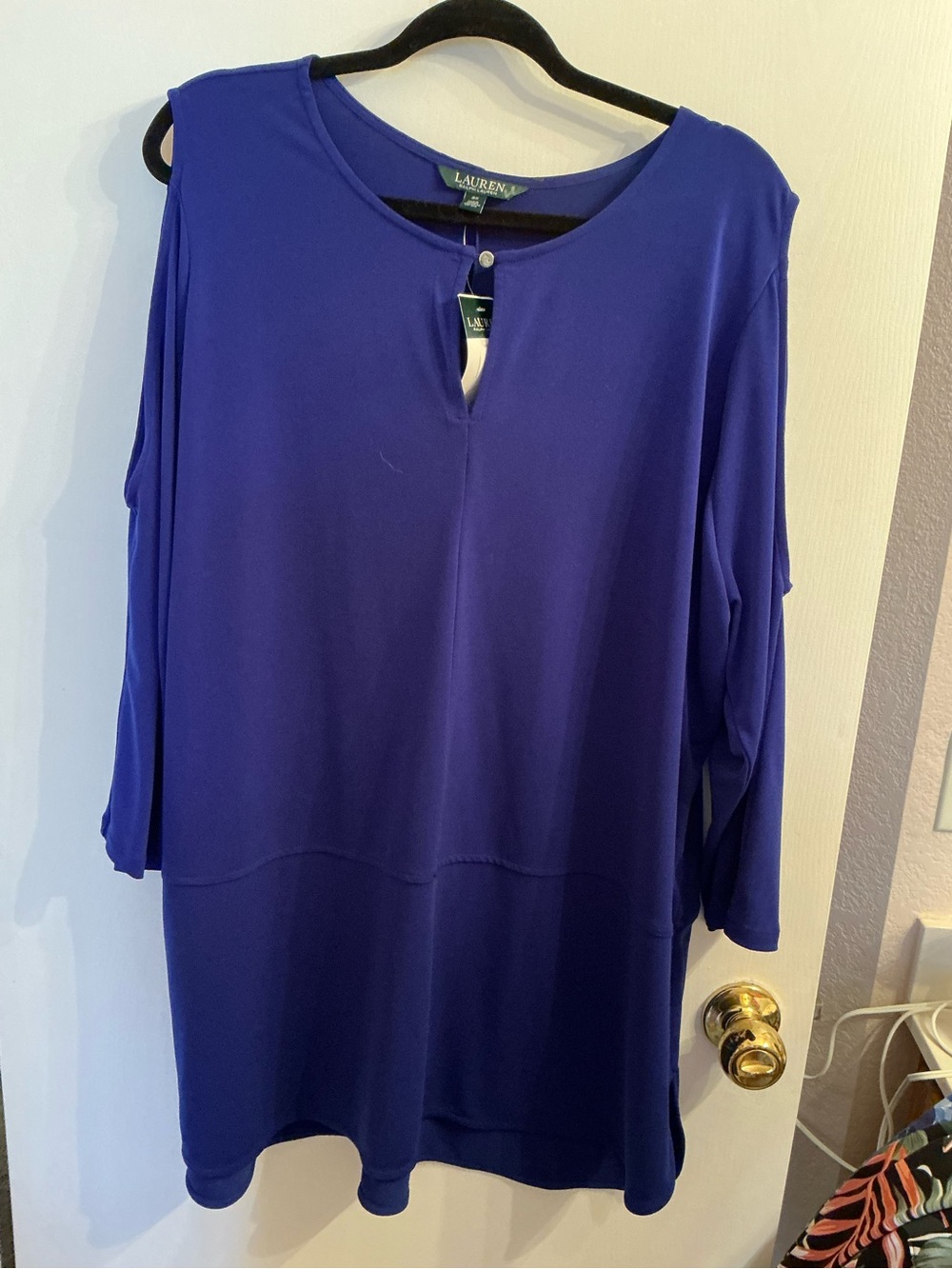 Lauren Ralph Lauren Royal Blue Long Sleeve Keyhole Tunic